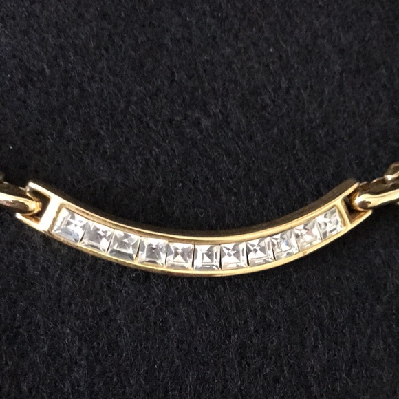 GOLD TONE AND FAUX DIAMOND ACCENT CHOKER - Picture 2 of 8